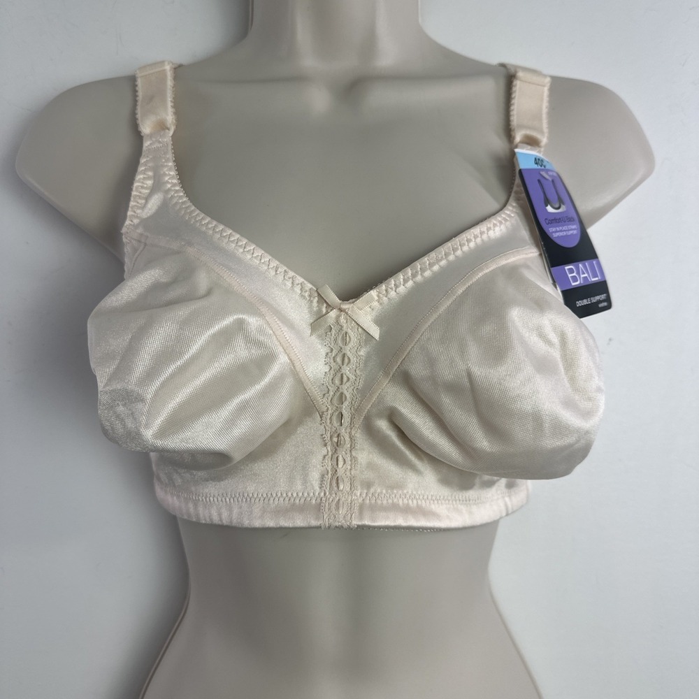 NEW Bali Double Support Cotton Wireless Bra  40C  Comfort U Back Beige 3820